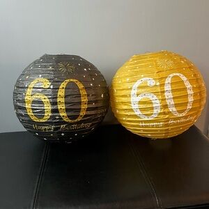 Set of 6 Hanging Paper Lanterns for 60th Birthday